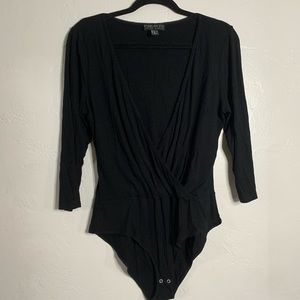 Plus Size Low-cut Bodysuit - Black